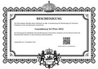 Zertifikat Luxembourg Art Prize 2022